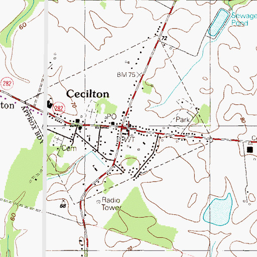 Topographic Map of Cecilton, MD