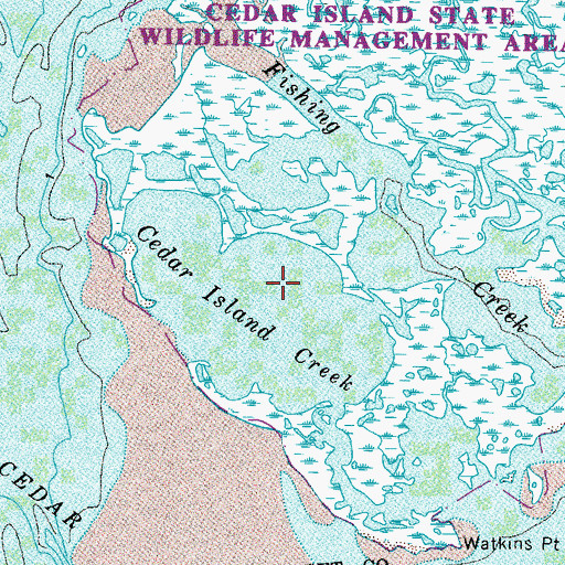 Topographic Map of Cedar Island Creek, MD