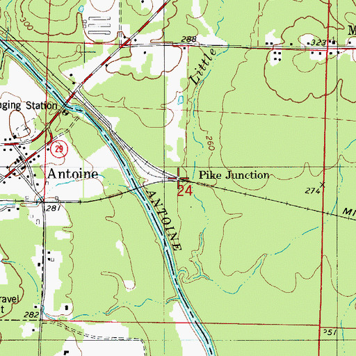 Topographic Map of Pike Junction, AR
