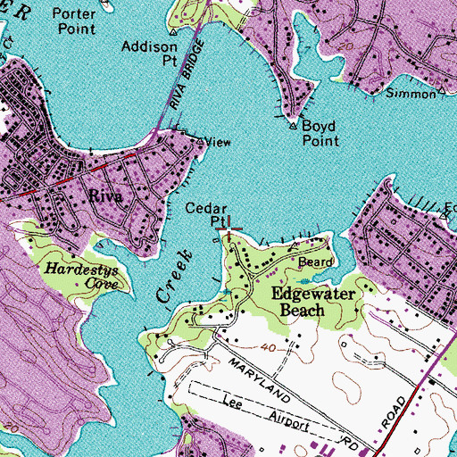 Topographic Map of Cedar Point, MD