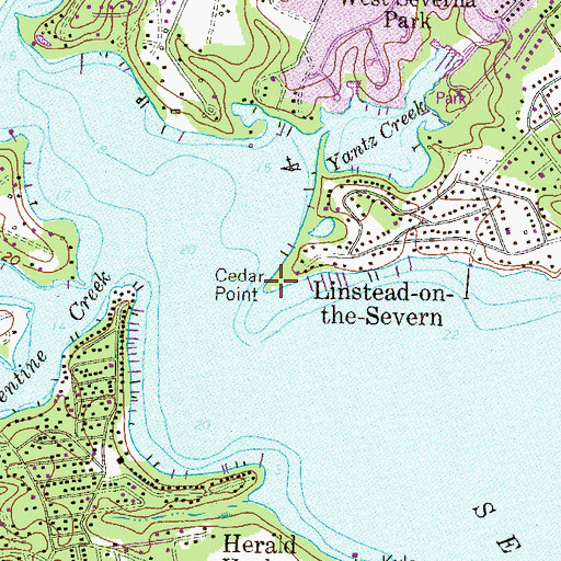 Topographic Map of Cedar Point, MD