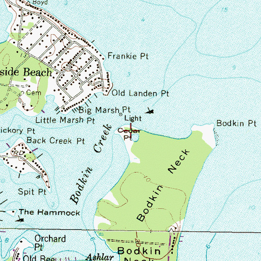 Topographic Map of Cedar Point, MD