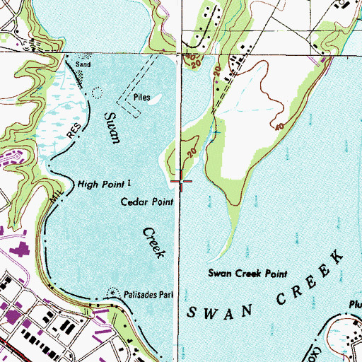 Topographic Map of Cedar Point, MD