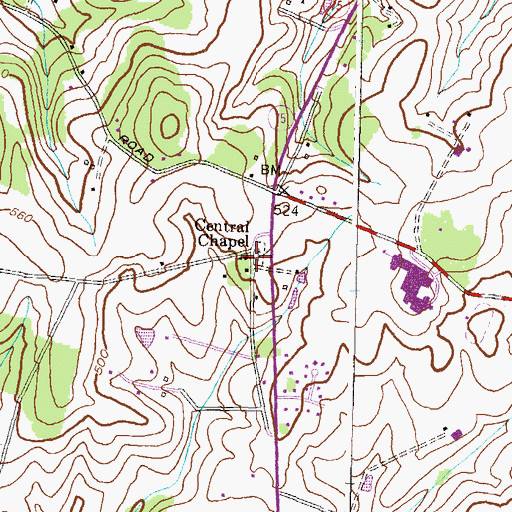 Topographic Map of Central Chapel, MD