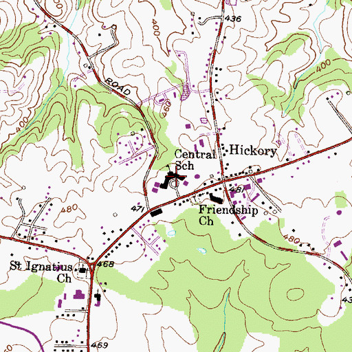 Topographic Map of Hickory Elementary School, MD