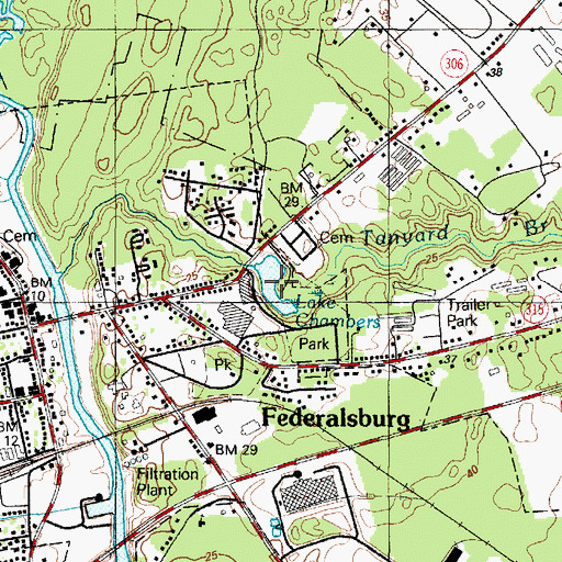 Topographic Map of Lake Chambers, MD