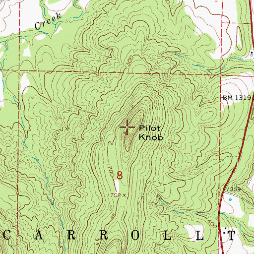 Topographic Map of Pilot Knob, AR