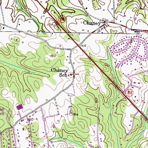 Topographic Map of Chaney School, MD