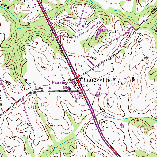 Topographic Map of Chaneyville, MD