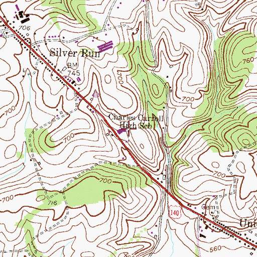 Topographic Map of Charles Carroll Elementary School, MD