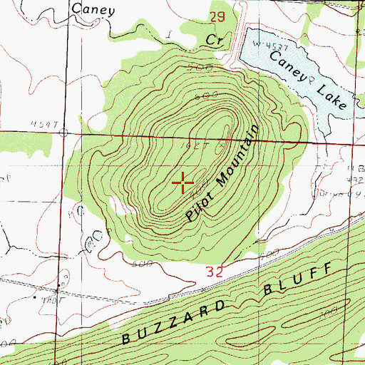 Topographic Map of Pilot Mountain, AR