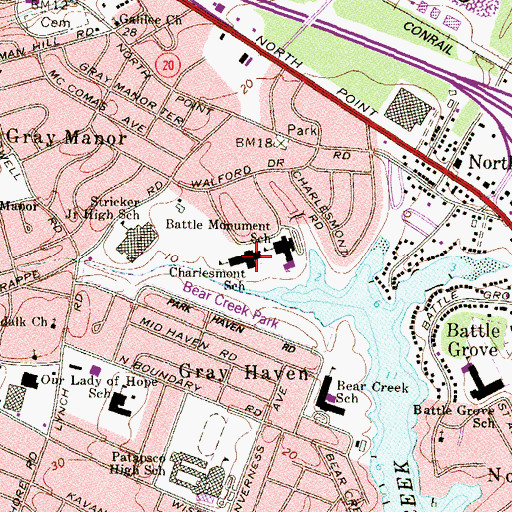 Topographic Map of Charlesmont Elementary School, MD