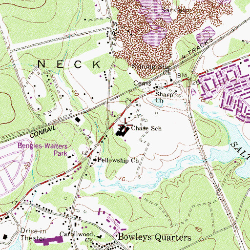 Topographic Map of Chase Elementary School, MD