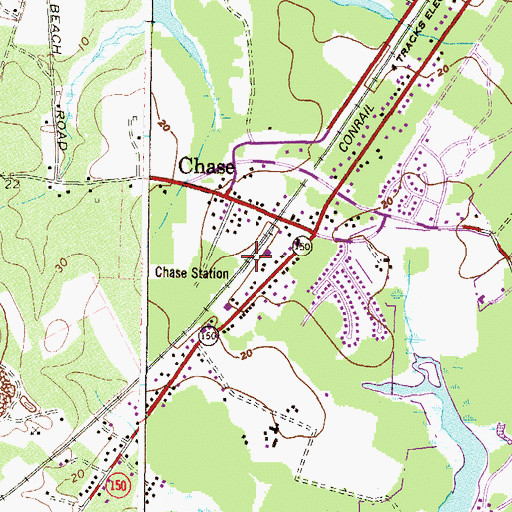Topographic Map of Chase Station, MD