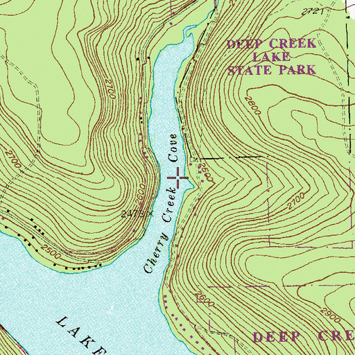 Topographic Map of Cherry Creek Cove, MD