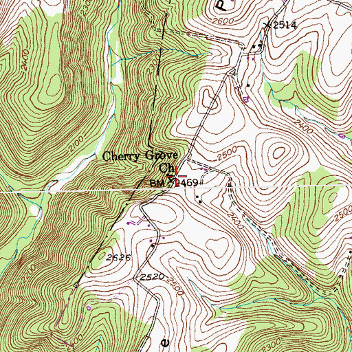 Topographic Map of Cherry Grove Church, MD
