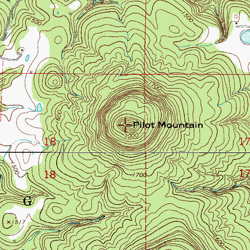 Topographic Map of Pilot Mountain, AR