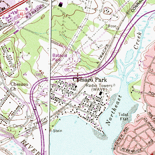 Topographic Map of Chesaco Park, MD