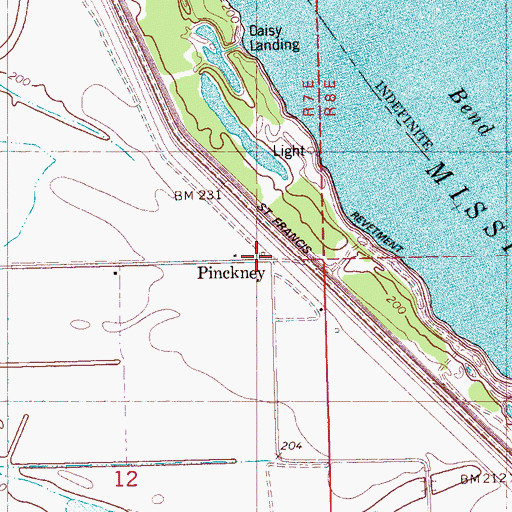 Topographic Map of Pinckney, AR