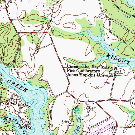 Topographic Map of Chesapeake Bay Institute Field Laboratory Jo, MD