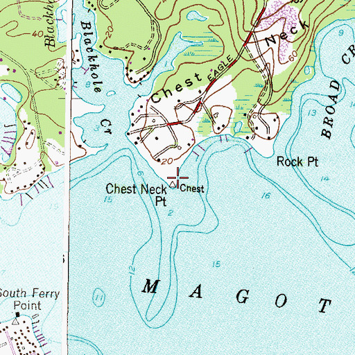 Topographic Map of Chest Neck Point, MD