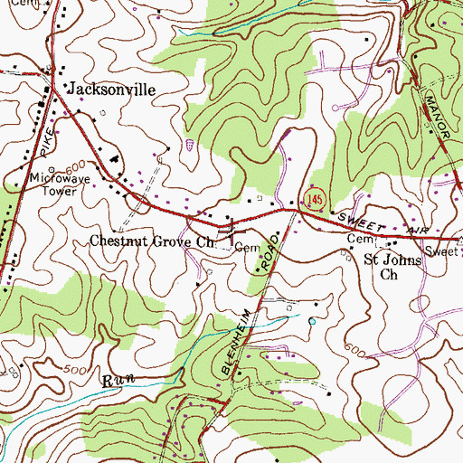 Topographic Map of Chestnut Grove Church, MD