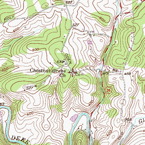 Topographic Map of Chestnut Grove Church, MD