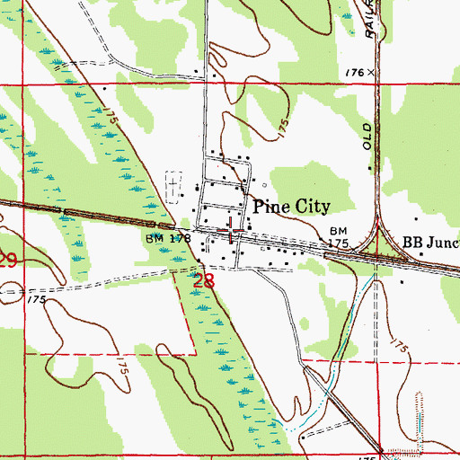 Topographic Map of Pine City, AR