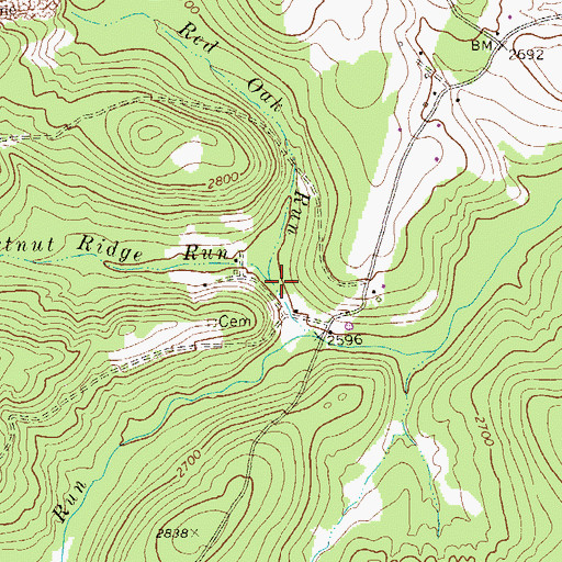 Topographic Map of Chestnut Ridge Run, MD