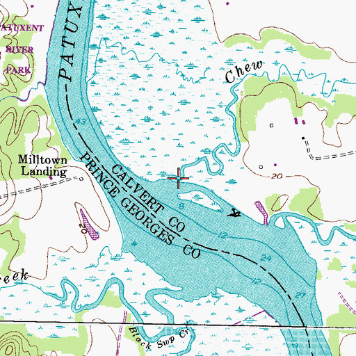 Topographic Map of Chew Creek, MD