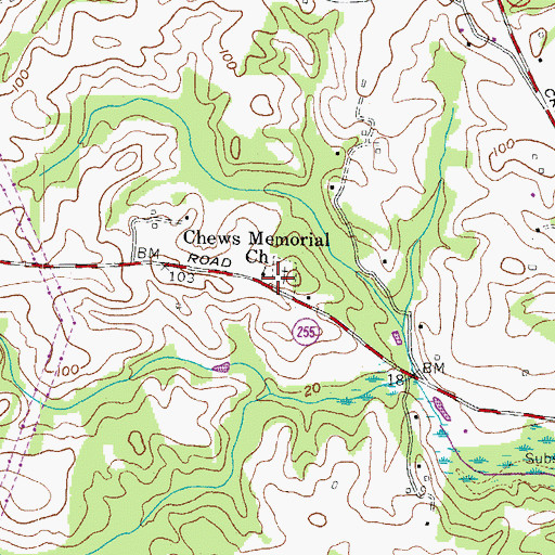 Topographic Map of Chews Memorial United Methodist Church, MD