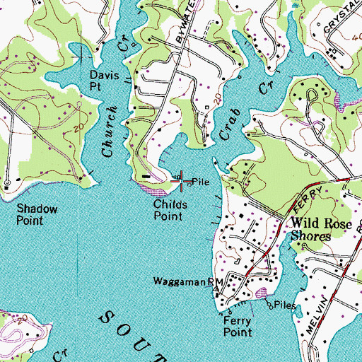 Topographic Map of Childs Point, MD