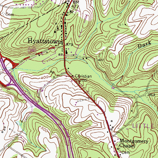 Topographic Map of Christian Cemetery, MD