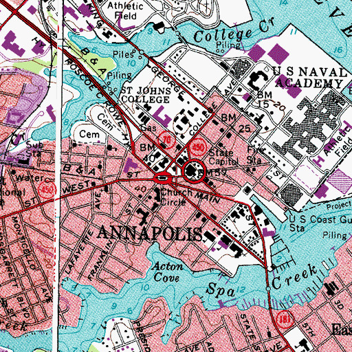 Topographic Map of Church Circle, MD