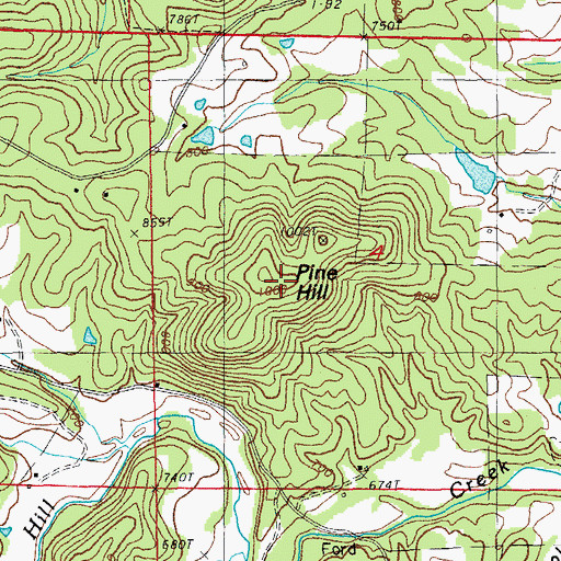 Topographic Map of Pine Hill, AR
