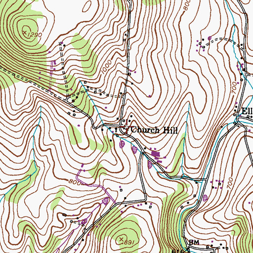 Topographic Map of Church Hill, MD