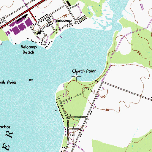 Topographic Map of Church Point, MD
