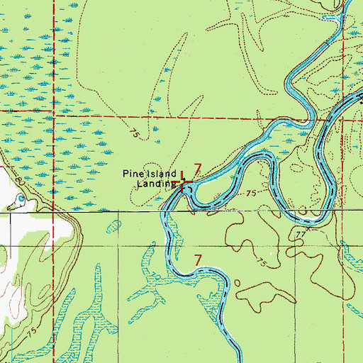 Topographic Map of Pine Island Landing, AR