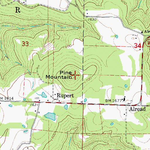 Topographic Map of Pine Mountain, AR