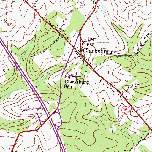Topographic Map of Clarksburg Elementary School, MD