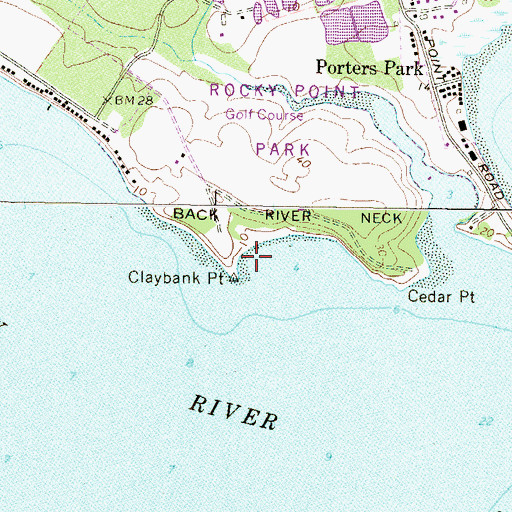 Topographic Map of Claybank Point, MD