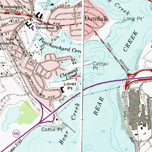 Topographic Map of Clement Cove, MD