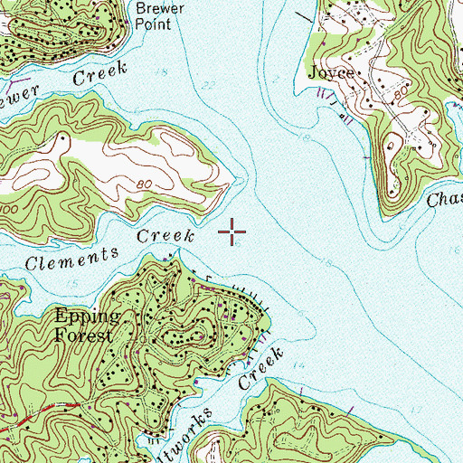 Topographic Map of Clements Creek, MD