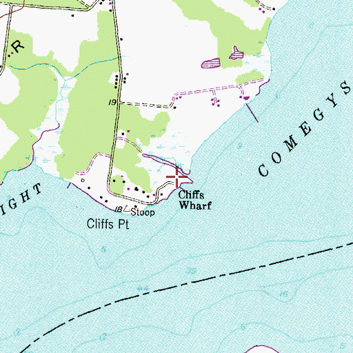 Topographic Map of Cliffs Wharf, MD
