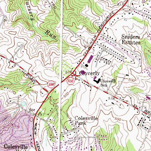 Topographic Map of Cloverly, MD