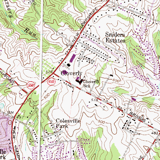 Topographic Map of Cloverly Elementary School, MD