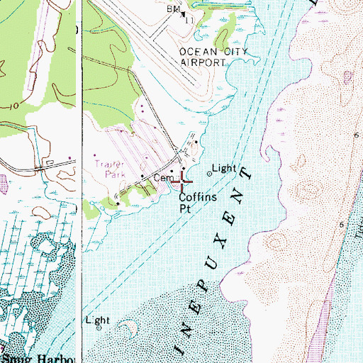 Topographic Map of Coffins Point, MD