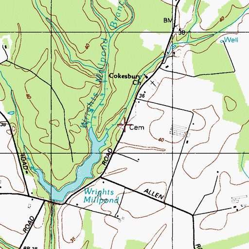 Topographic Map of Cokesbury Church, MD