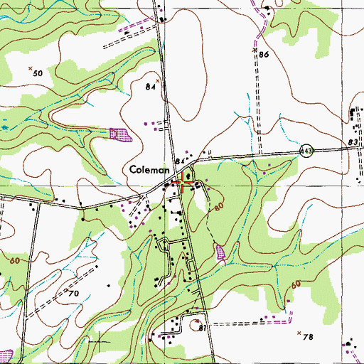 Topographic Map of Coleman, MD