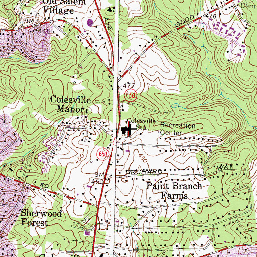 Topographic Map of Colesville School, MD